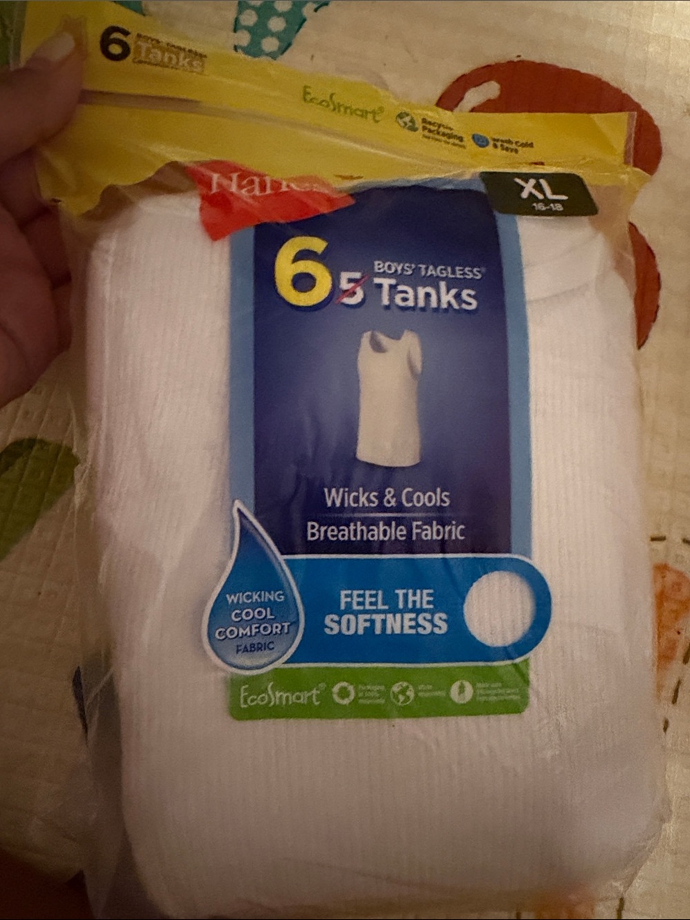 Hanes White Boys' Tagless Tank Tops - 6 Pack (XL)